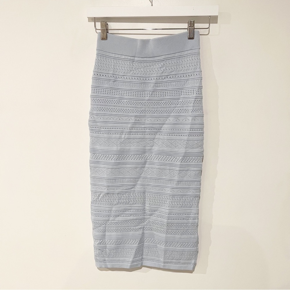 Babaton Aritzia Bodycon Tube Stretchy Elastic Crepe Skirt Light Blue size XS
